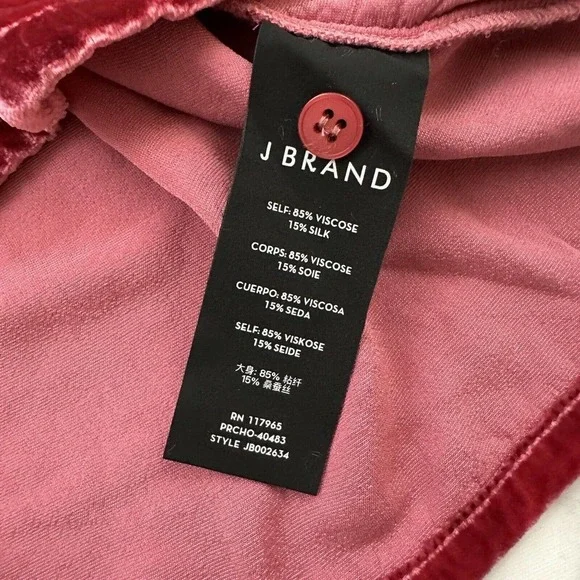 J Brand Velvet Key Hole Blouse Top Size S Red Flutter Sleeve High Neck - Picture 7 of 12